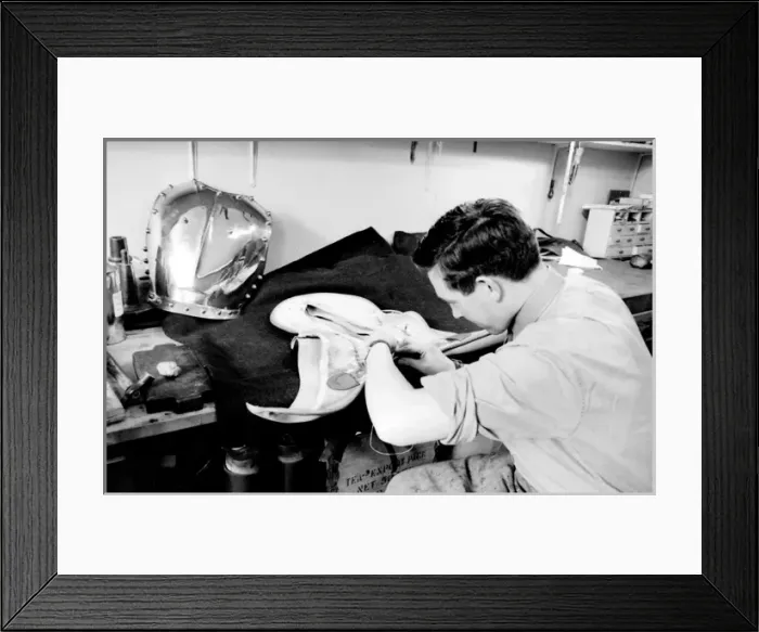 Framed Print : Man at work repairing a saddle Framed Print : Man at work repairing a saddle