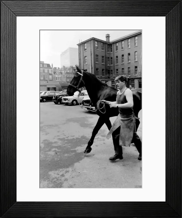 Framed Print : Soldier leading a horse Framed Print : Soldier leading a horse