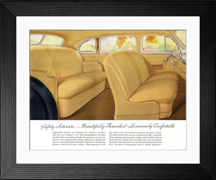 Framed Print : Brochure illustration, Oldsmobile car Framed Print : Brochure illustration, Oldsmobile car