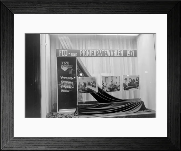 Framed Print : Election posters in a window, East Berlin, Germany Framed Print : Election posters in a window, East Berlin, Germany
