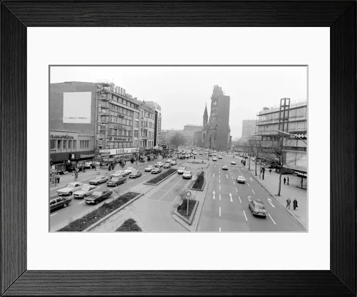 Framed Print : Street scene with Memorial Church, West Berlin, Germany Framed Print : Street scene with Memorial Church, West Berlin, Germany