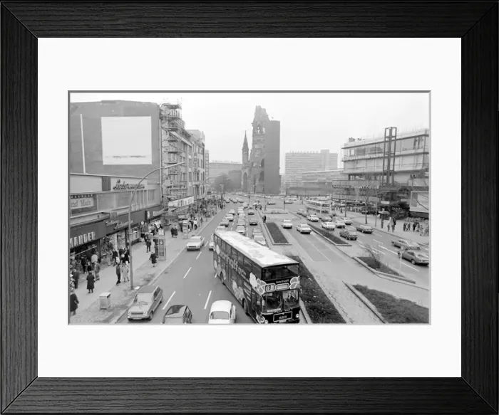Framed Print : Street scene with Memorial Church, West Berlin, Germany