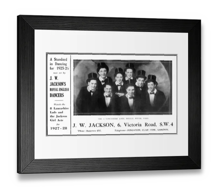 Framed Print : Advert for J. W. Jacksons Lancashire Lads and Jackson Girls Framed Print : Advert for J. W. Jacksons Lancashire Lads and Jackson Girls