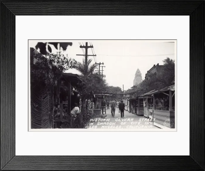 Framed Print : Historic Olivera Street and City Hall, Los Angeles, USA Framed Print : Historic Olivera Street and City Hall, Los Angeles, USA
