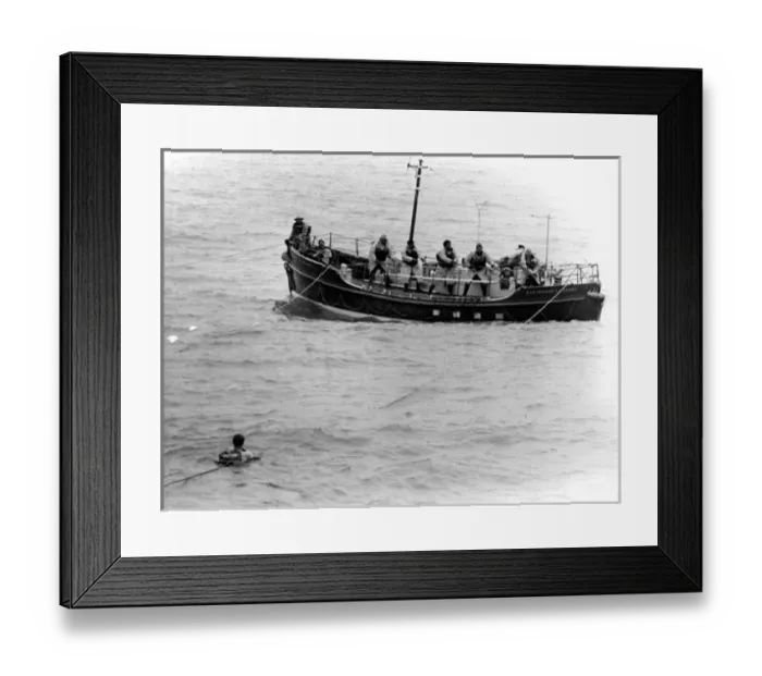 Framed Print : Lifeboat practice drill, Eastbourne, Sussex Framed Print : Lifeboat practice drill, Eastbourne, Sussex