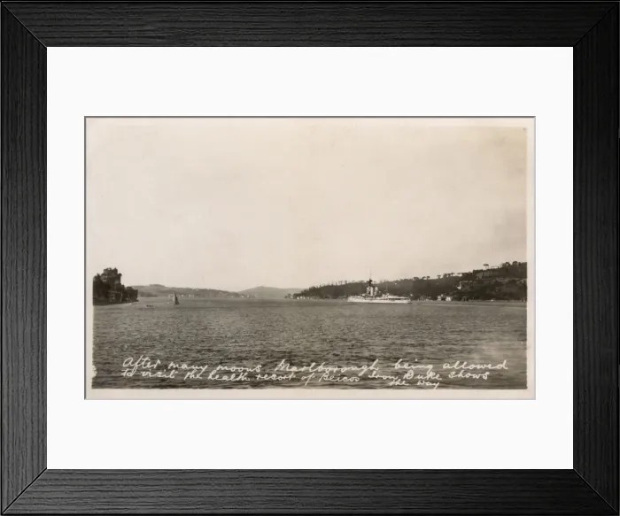 Framed Print : HMS Marlborough, Iron Duke-class battleship visits Beicos Framed Print : HMS Marlborough, Iron Duke-class battleship visits Beicos