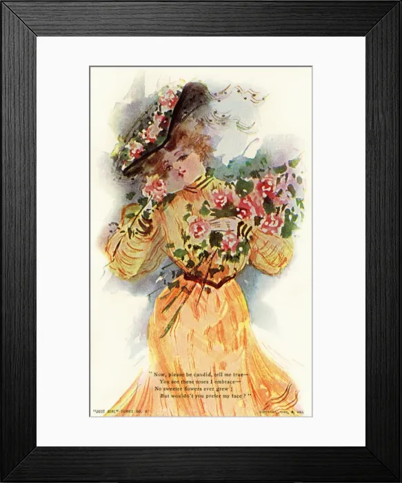 Framed Print : Edwardian girl with roses Framed Print : Edwardian girl with roses