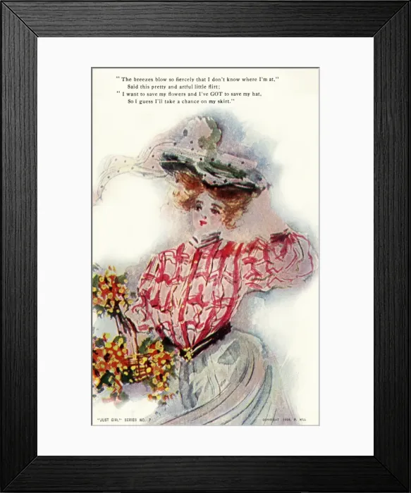 Framed Print : Edwardian girl with flowers Framed Print : Edwardian girl with flowers