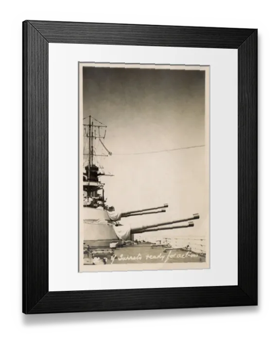Framed Print : HMS Marlborough - X and Y Turrets ready for action Framed Print : HMS Marlborough - X and Y Turrets ready for action
