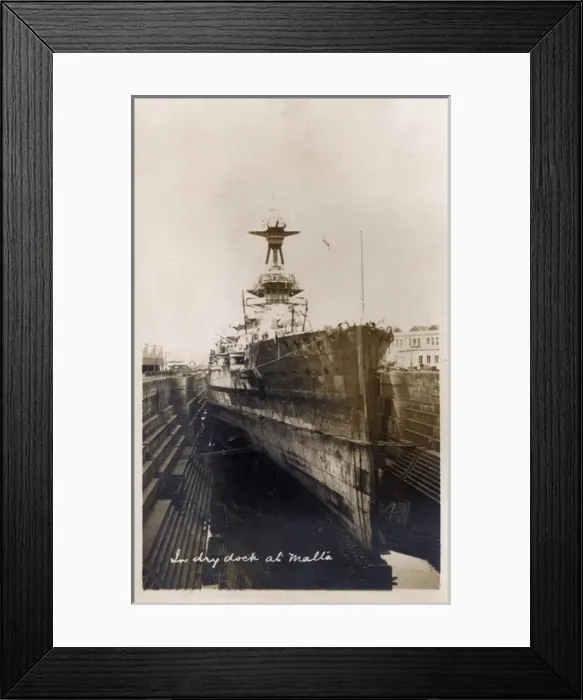 Framed Print : HMS Marlborough in dry dock in Malta Framed Print : HMS Marlborough in dry dock in Malta
