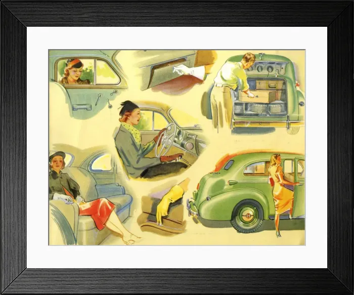 Framed Print : Brochure illustration, Oldsmobile car Framed Print : Brochure illustration, Oldsmobile car