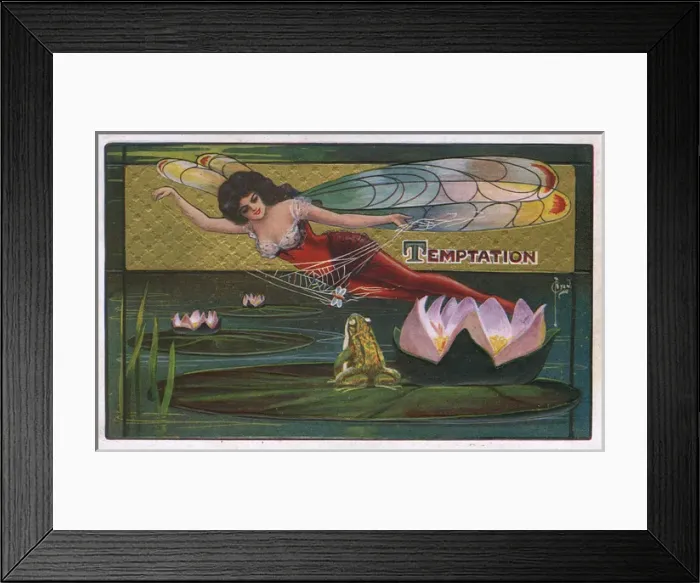 Framed Print : Temptation - A frog is teased by a beautiful Dragonfly girl Framed Print : Temptation - A frog is teased by a beautiful Dragonfly girl