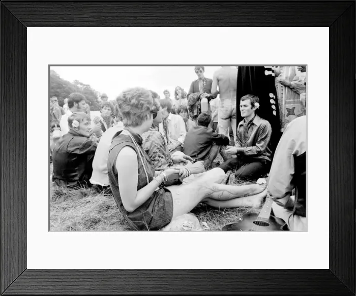 Framed Print : Hippies relaxing in a field at Woburn Park Framed Print : Hippies relaxing in a field at Woburn Park