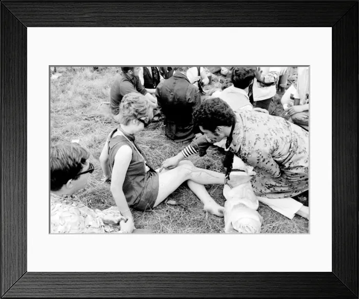Framed Print : Hippies relaxing in a field at Woburn Park Framed Print : Hippies relaxing in a field at Woburn Park