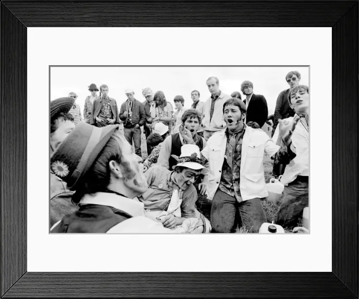Framed Print : Hippy men having fun at Woburn Park Framed Print : Hippy men having fun at Woburn Park
