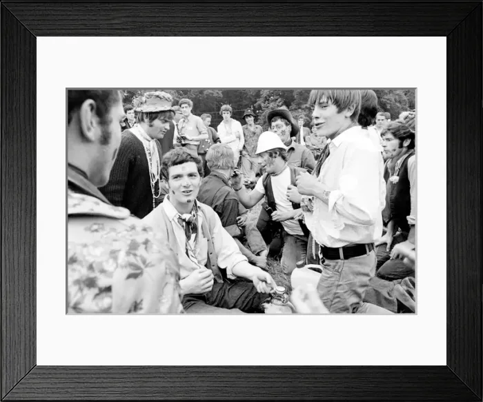 Framed Print : Hippy men relaxing at Woburn Park Framed Print : Hippy men relaxing at Woburn Park