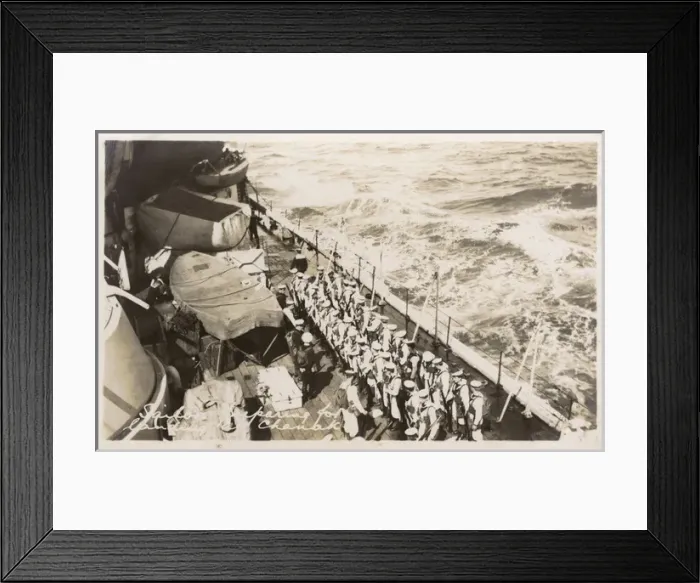 Framed Print : HMS Marlborough - Sailors preparing to land at Canakkale Framed Print : HMS Marlborough - Sailors preparing to land at Canakkale