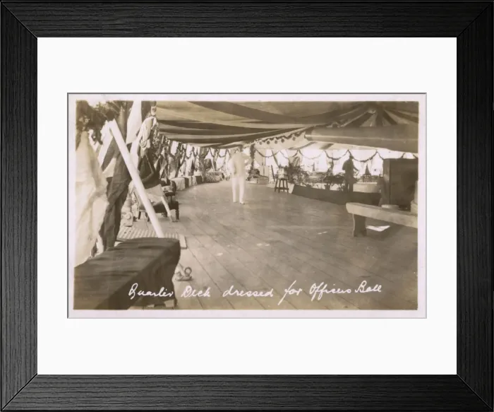 Framed Print : HMS Marlborough - Quarter Deck dressed for Officers Ball Framed Print : HMS Marlborough - Quarter Deck dressed for Officers Ball