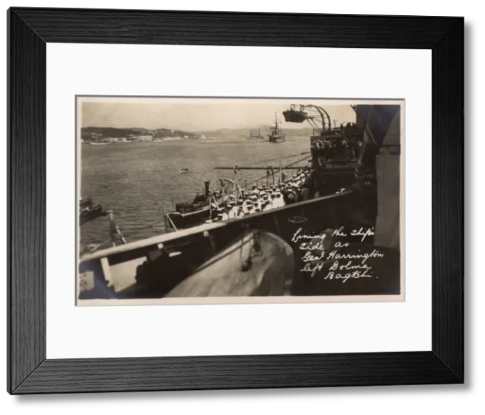 Framed Print : HMS Marlborough - Lining Ships side as the General departs