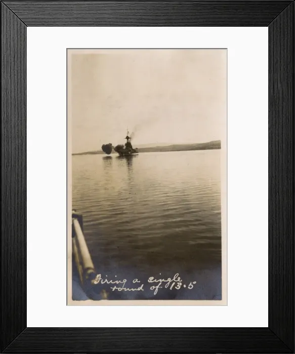 Framed Print : British Fleet - 4th Battle Squadron - Firing a 13. 5 single Framed Print : British Fleet - 4th Battle Squadron - Firing a 13. 5 single