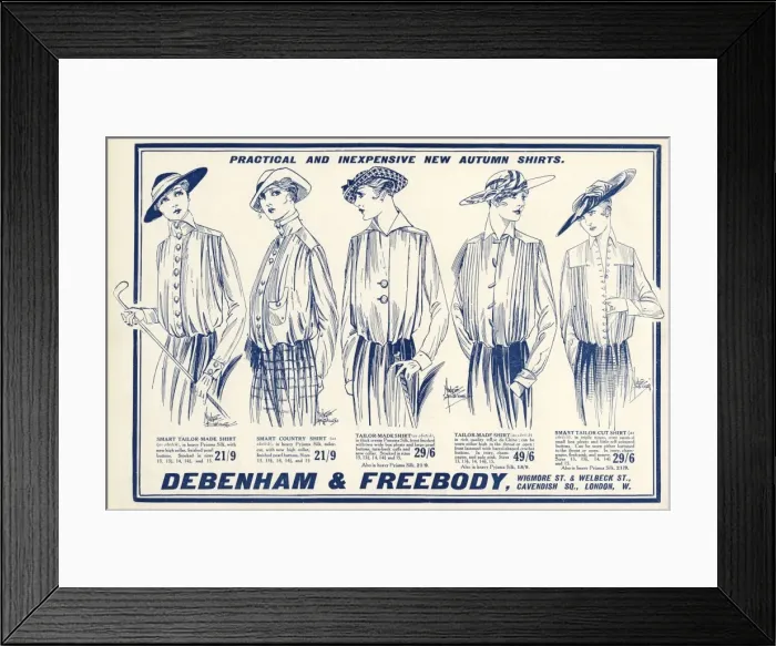 Framed Print : Advert for Debenham & Freebody autumn blouses 1915 Framed Print : Advert for Debenham & Freebody autumn blouses 1915