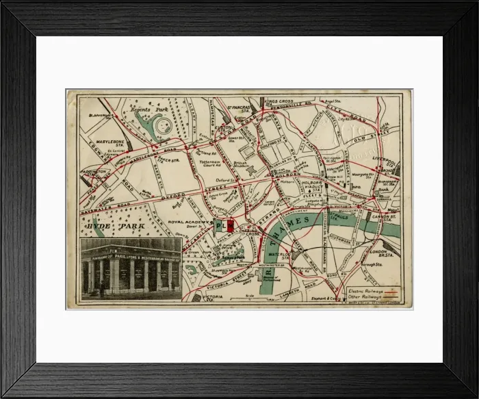Framed Print : London Map - Railway Routes - PLM Offices Framed Print : London Map - Railway Routes - PLM Offices
