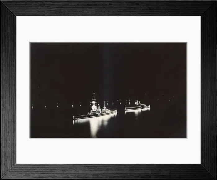 Framed Print : HMS Marlborough and HMS Ajax illuminated at night Framed Print : HMS Marlborough and HMS Ajax illuminated at night