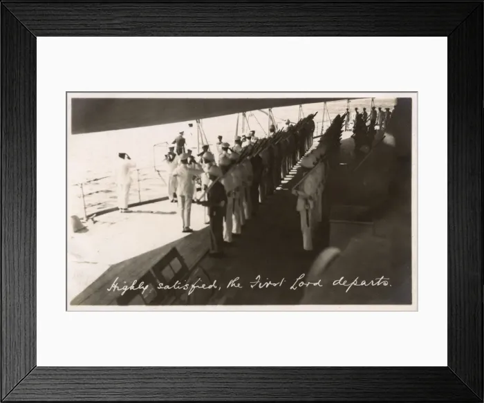 Framed Print : HMS Marlborough - Departure of First Lord of the Admiralty Framed Print : HMS Marlborough - Departure of First Lord of the Admiralty