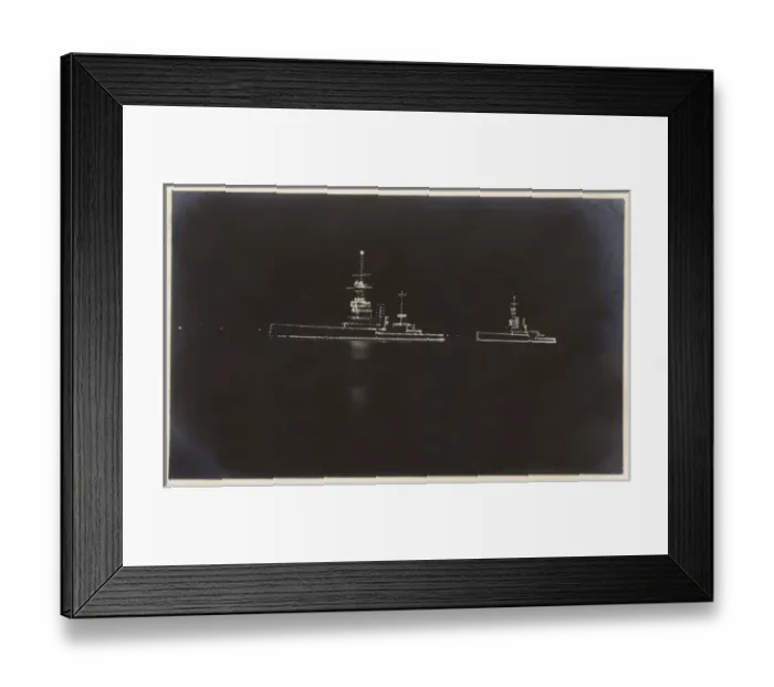 Framed Print : HMS Marlborough and HMS Ajax illuminated at night Framed Print : HMS Marlborough and HMS Ajax illuminated at night