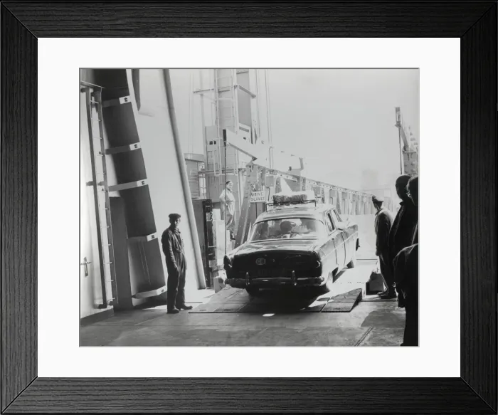 Framed Print : Car driving off a cross-channel ferry Framed Print : Car driving off a cross-channel ferry