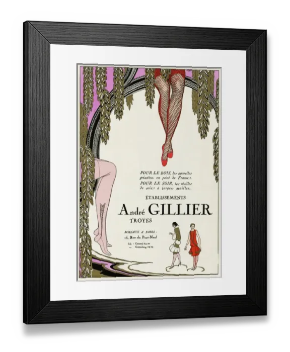 Framed Print : Advert for Andre Gillier stockings Framed Print : Advert for Andre Gillier stockings