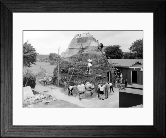 Framed Print : Boys build mountain at school, Seaford, East Sussex Framed Print : Boys build mountain at school, Seaford, East Sussex