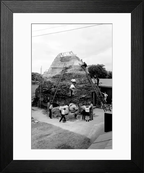 Framed Print : Boys build mountain at school, Seaford, East Sussex Framed Print : Boys build mountain at school, Seaford, East Sussex