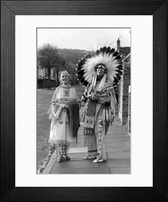 Framed Print : Red Indian Chief and wife, Eastbourne, Sussex Framed Print : Red Indian Chief and wife, Eastbourne, Sussex