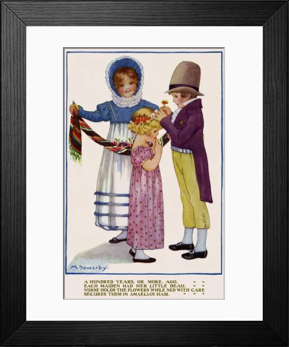 Framed Print : Children playing with flowers Framed Print : Children playing with flowers