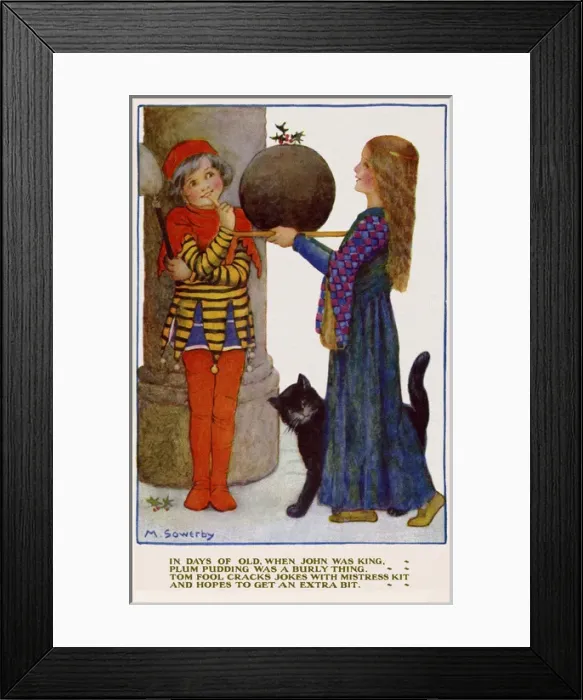 Framed Print : Young girl with Xmas pudding Framed Print : Young girl with Xmas pudding