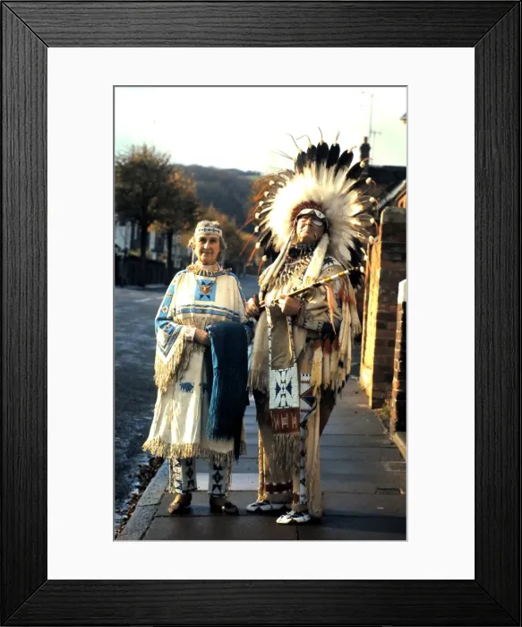 Framed Print : Red Indian Chief and wife, Eastbourne, Sussex Framed Print : Red Indian Chief and wife, Eastbourne, Sussex