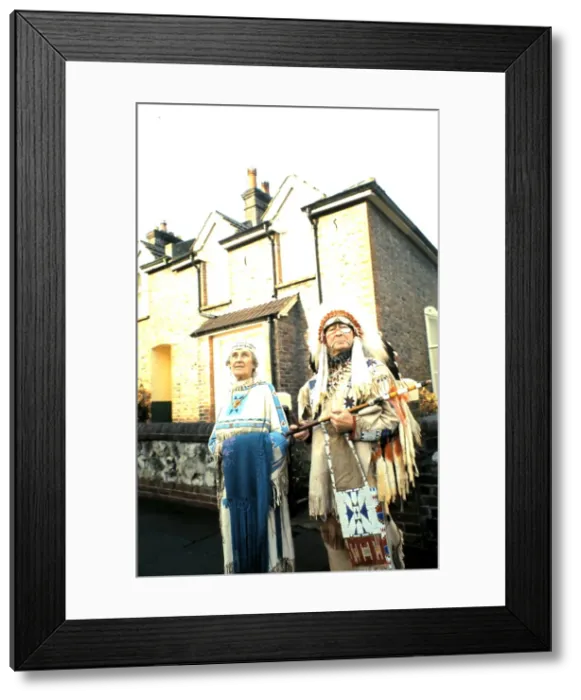 Framed Print : Red Indian Chief and wife, Eastbourne, Sussex Framed Print : Red Indian Chief and wife, Eastbourne, Sussex