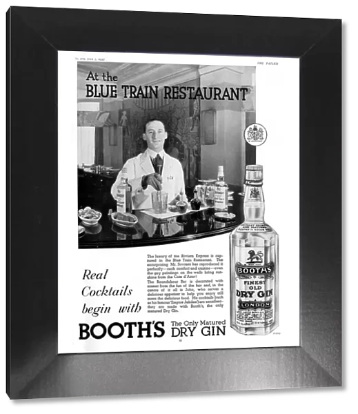 Booths Gin advertisement - the Blue Train restaurant