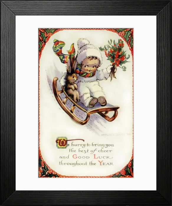 Framed Print : Young girl on a sledge Framed Print : Young girl on a sledge
