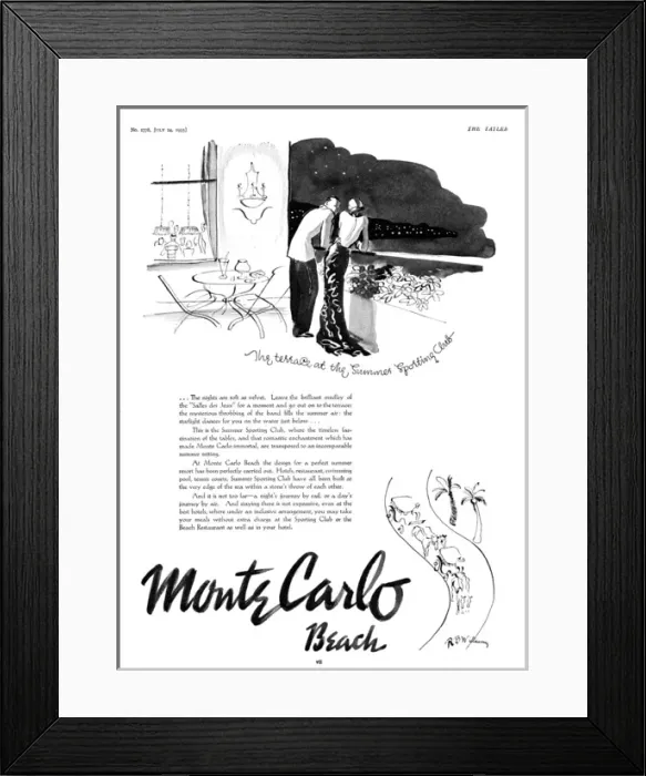 Framed Print : Monte Carlo advertisement, 1935 Framed Print : Monte Carlo advertisement, 1935