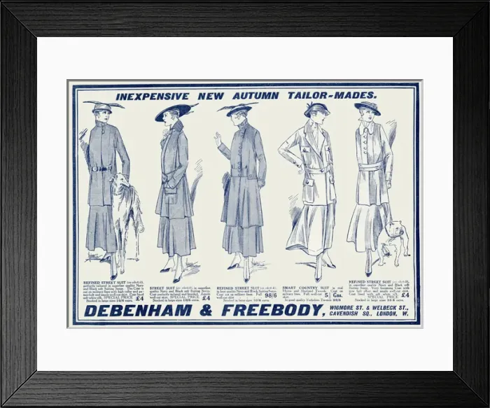 Framed Print : Advert for Debenham & Freebody autumn tailor mades 1915 Framed Print : Advert for Debenham & Freebody autumn tailor mades 1915