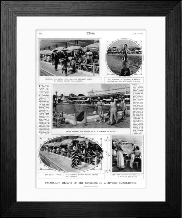 Framed Print : Bathing and pyjama parade at Cannes, 1930s Framed Print : Bathing and pyjama parade at Cannes, 1930s