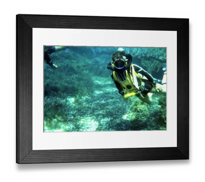 Framed Print : Diver on the seabed in the Mediterranean Framed Print : Diver on the seabed in the Mediterranean