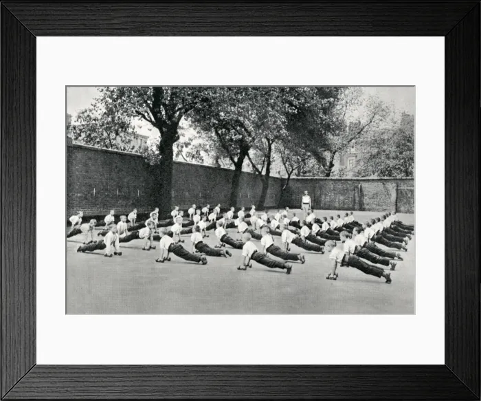 Framed Print : Highbury Truant School, London - Dumb-bell Drill Framed Print : Highbury Truant School, London - Dumb-bell Drill
