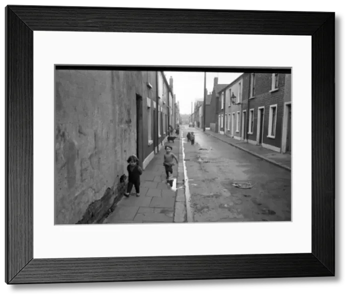 Framed Print : Dog and children in a street, Belfast, Northern Ireland Framed Print : Dog and children in a street, Belfast, Northern Ireland