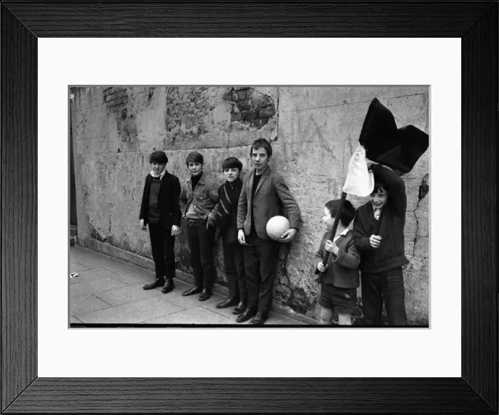 Framed Print : Boys with flag and football, Belfast, Northern Ireland Framed Print : Boys with flag and football, Belfast, Northern Ireland