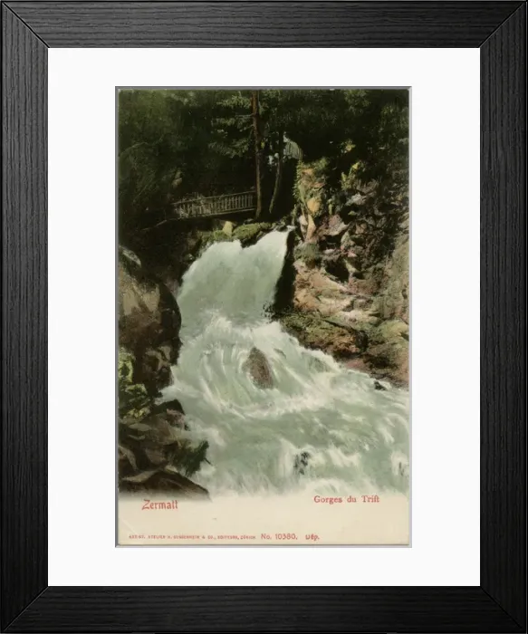 Framed Print : Fast-flowing water through Trift Gorge, Zermatt, Switzerland