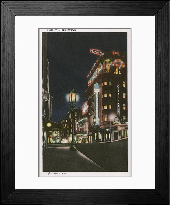 Framed Print : Night scene, Chinatown, San Francisco, California, USA Framed Print : Night scene, Chinatown, San Francisco, California, USA