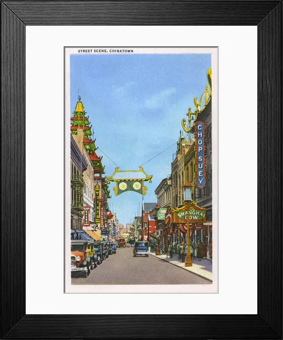 Framed Print : Street scene, Chinatown, San Francisco, California, USA Framed Print : Street scene, Chinatown, San Francisco, California, USA
